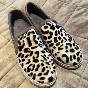 Donald Pilner Animal Print Calf Hair Slip On Sneakers size 7 1/2 NWOTS